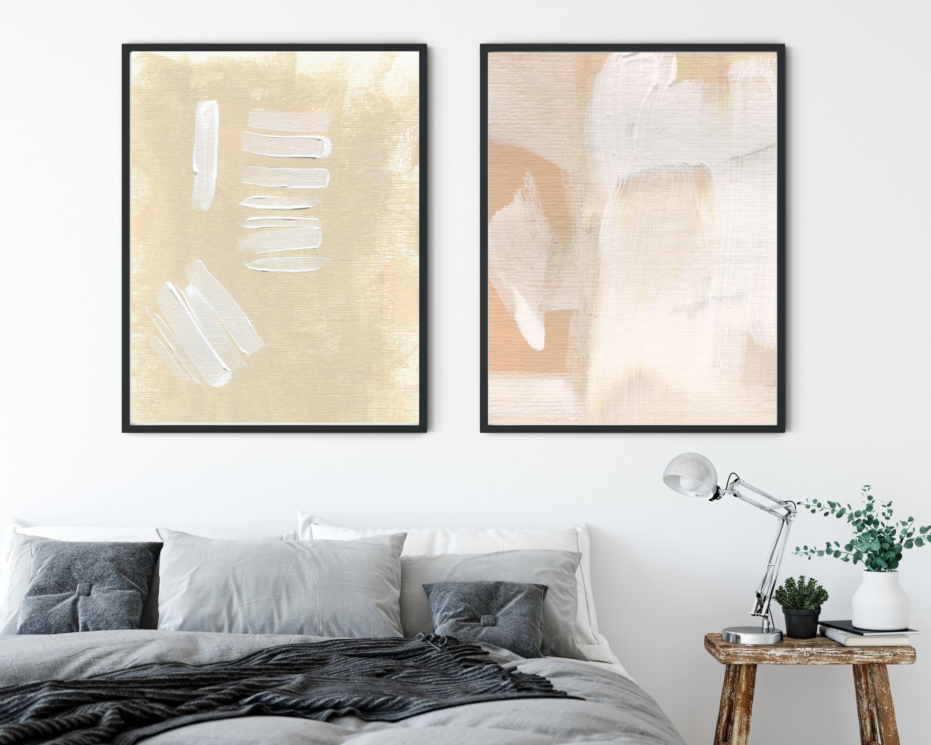 Abstract Terracotta Art Prints | Cream Beige White