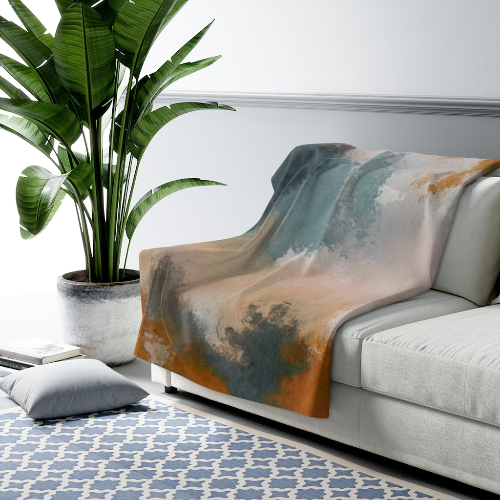 Acrylic Comfy Blanket | Rust Blush Pink Blue
