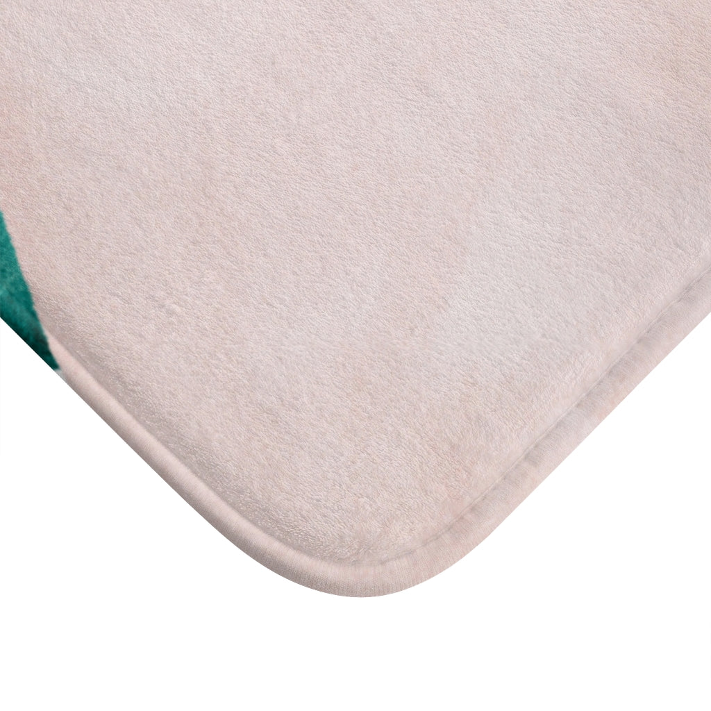 Boho Bath Mat | Geometric | Emerald Teal Green | Blush Pink | Bathroom Rug