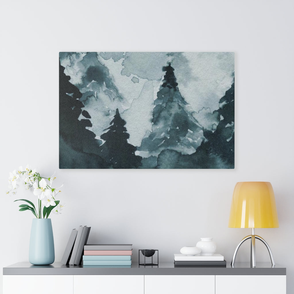 FLORAL WALL CANVAS ART | Indigo Blue Watercolor Forest