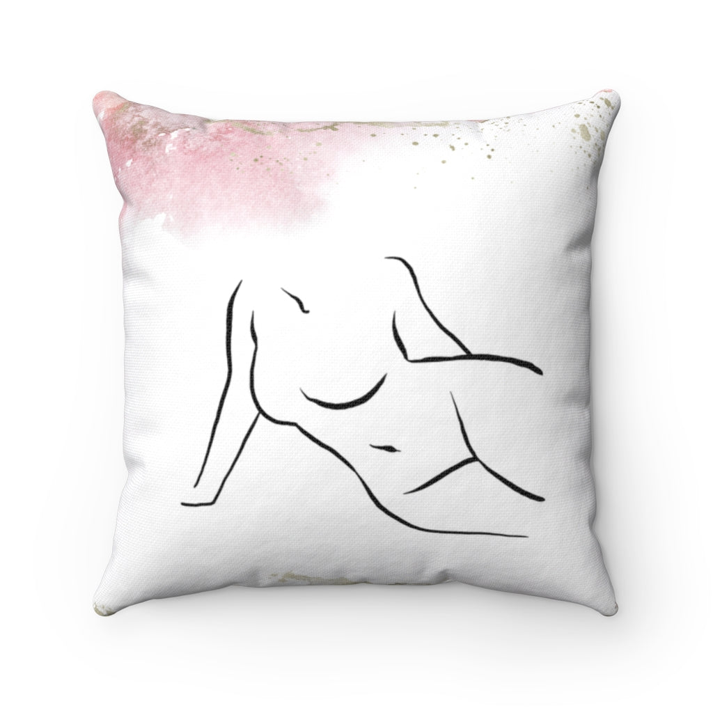 Boho Pillow Cover | Pink | One Line Art