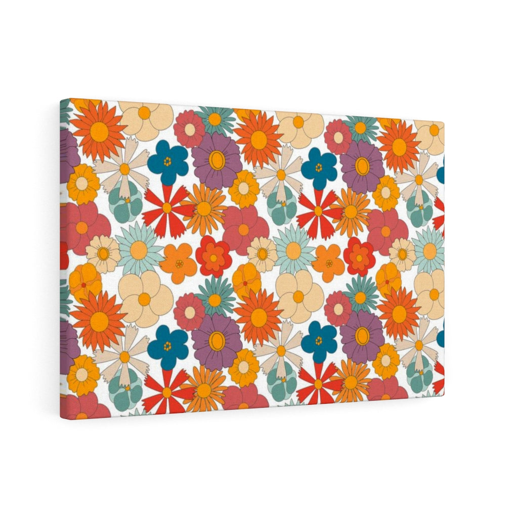 FLORAL WALL CANVAS ART | Mint Blue Red Yellow Beige