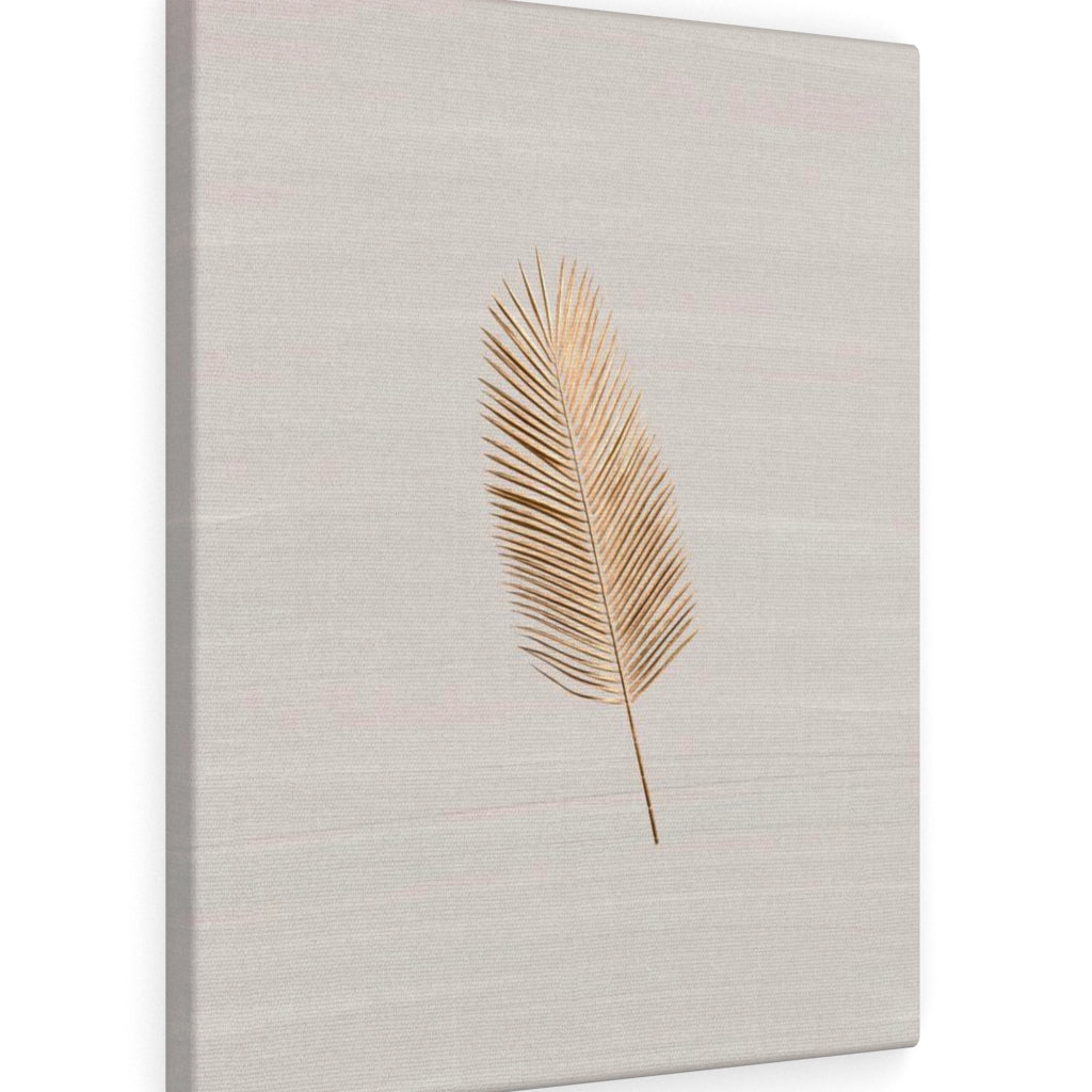 Modern Wall Canvas Art | Beige Gold Feather