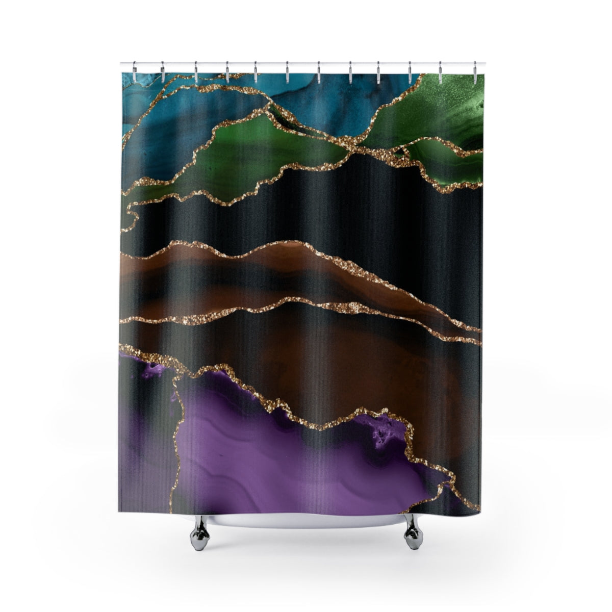 Agate Marble Shower Curtain | Purple Brown
