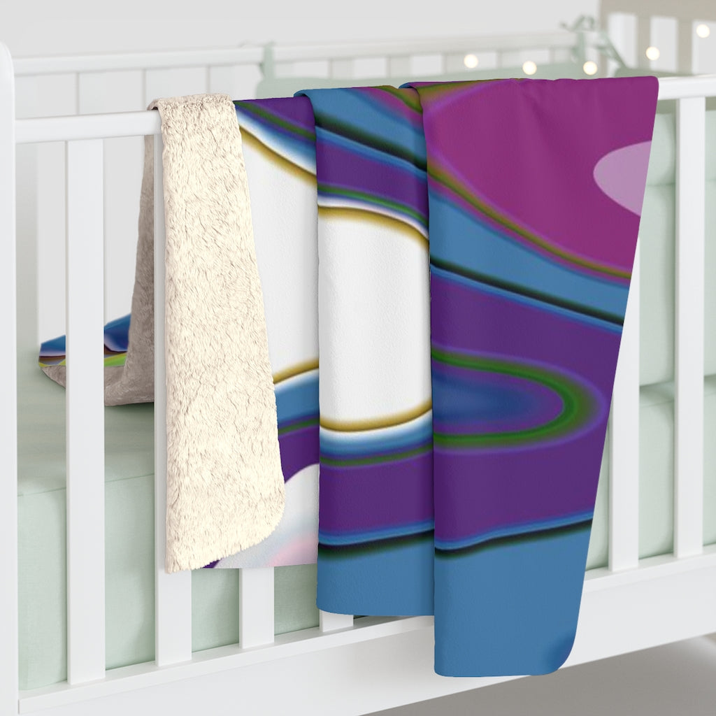 Abstract Comfy Blanket | Blue Purple Green Swerve Lines