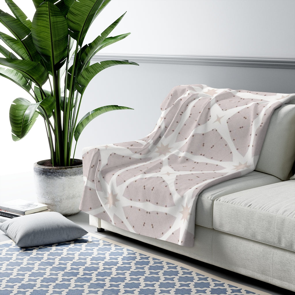 Beige Pattern Comfy Blanket | Beige Cream Art Deco