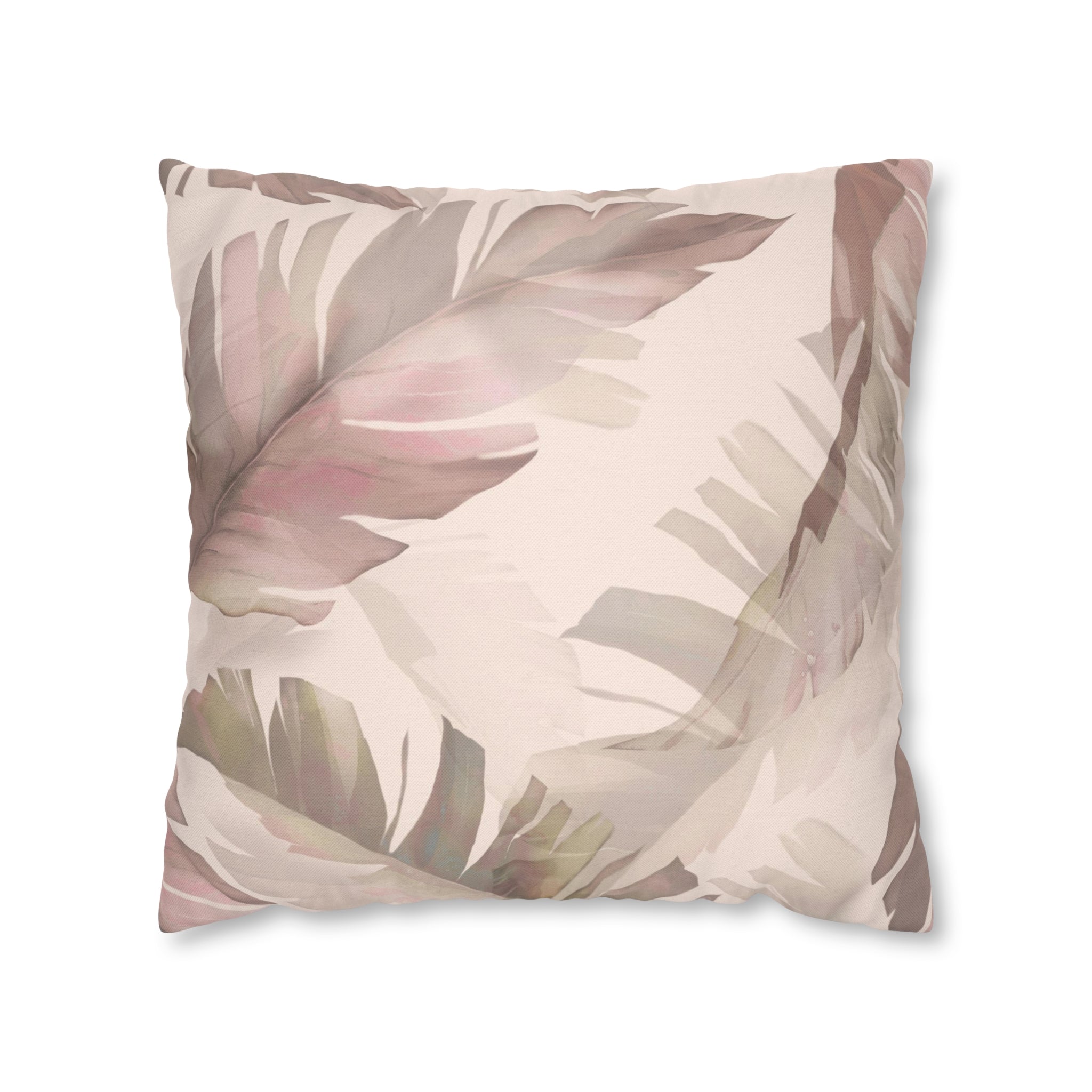 Floral Pillow Cover | Blush Pink Beige, Jungle Leaves