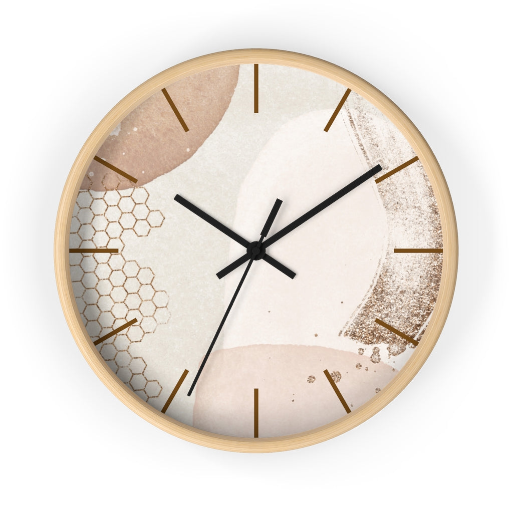 Wood, Wall Clock, Beige and Ivory 10"