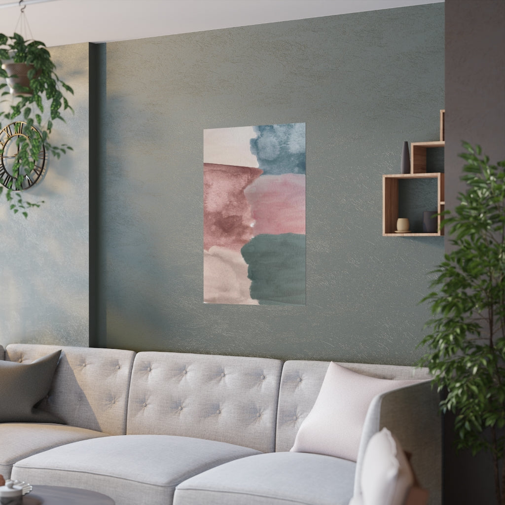 Abstract Boho Art Prints | Beige Green Sky Blue