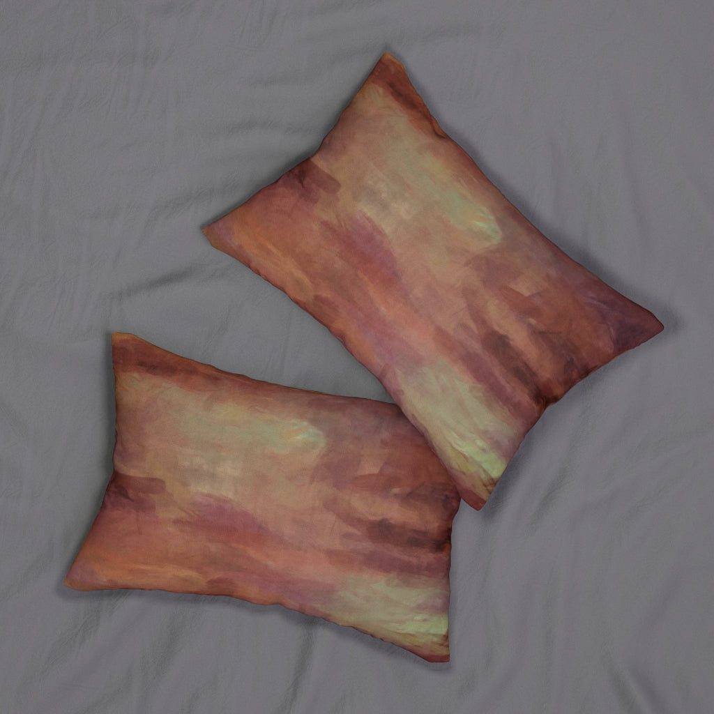 Abstract Boho Lumbar Pillow | Copper Green