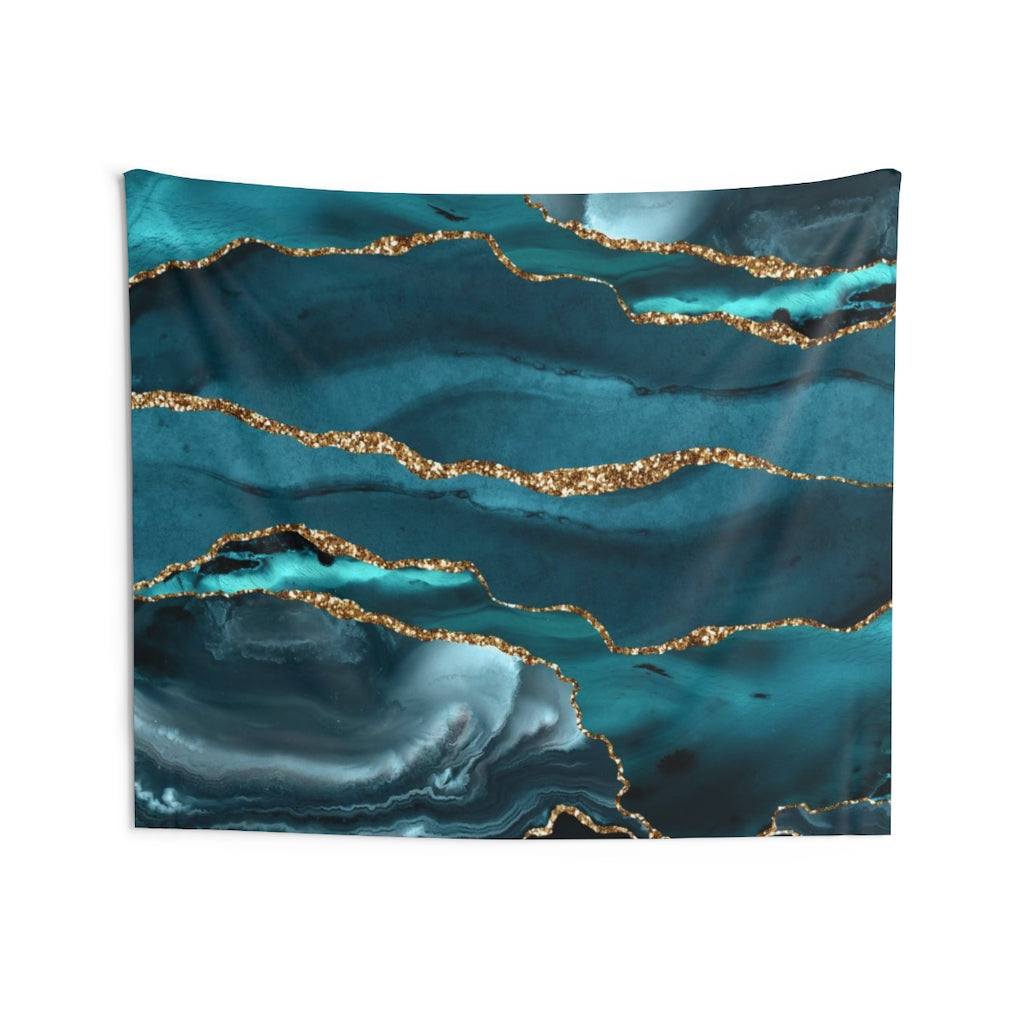 Abstract Tapestry | Teal Green Blue Gold