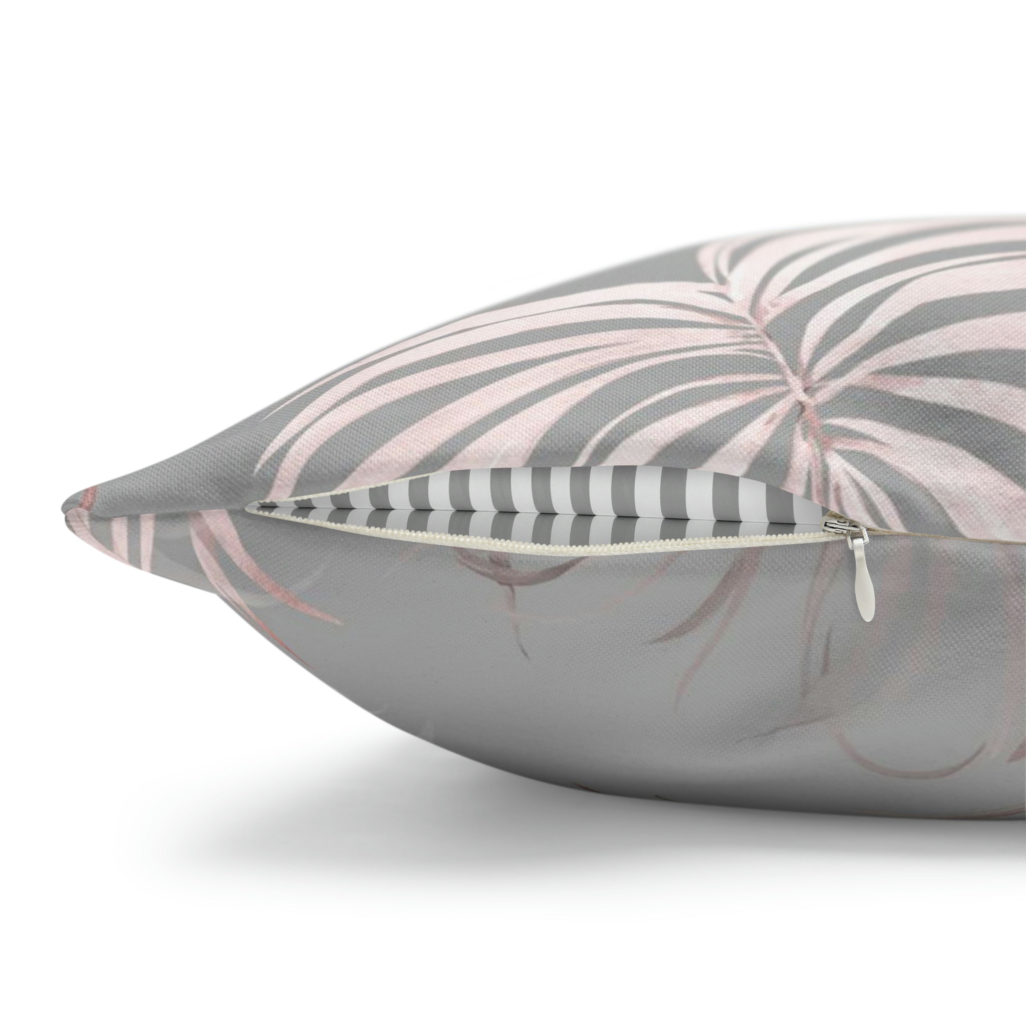 Floral Pillow Cover | Gray Blush Pink Wild Palm Leaves