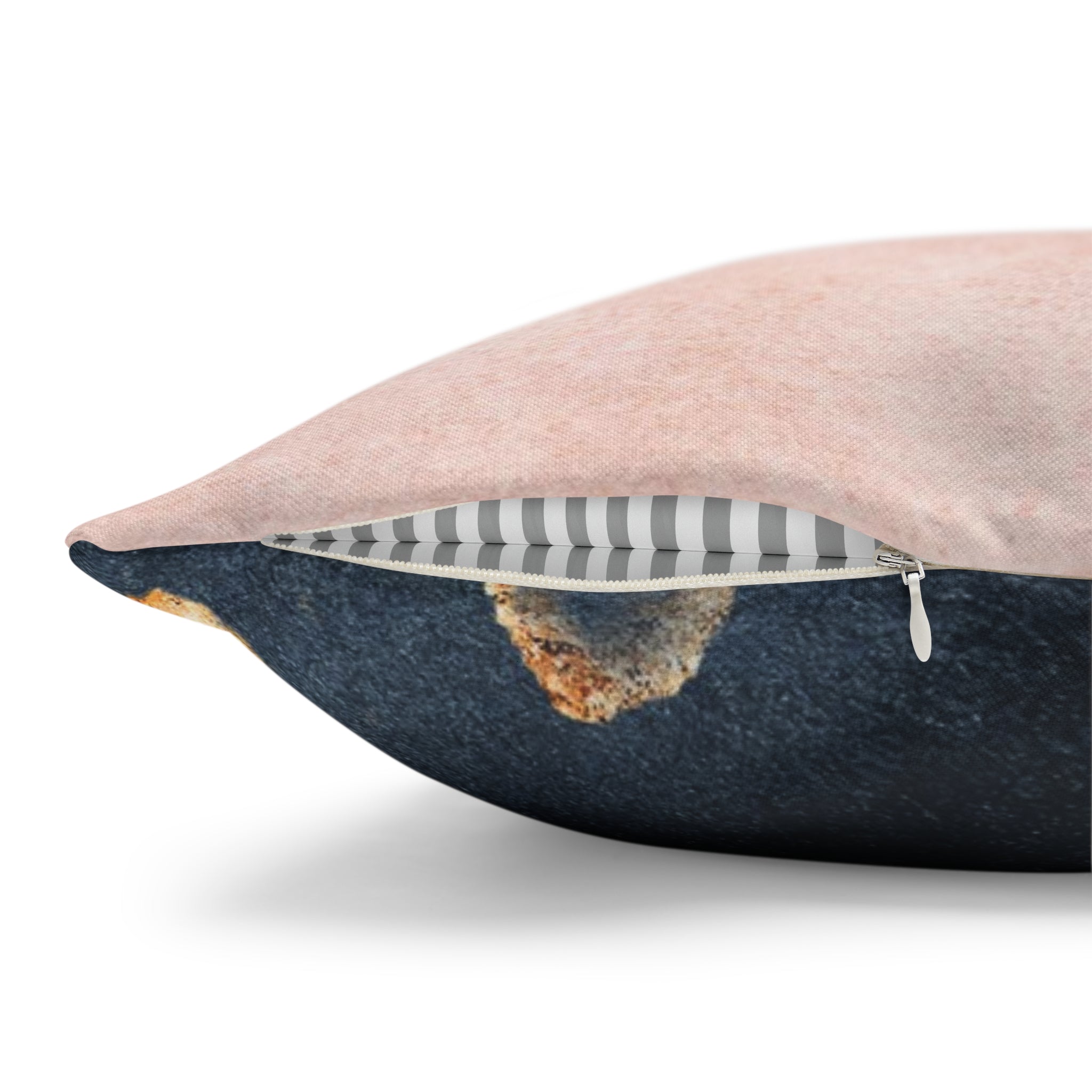 Boho Pillow Cover | Abstract Navy Blue, Blush Pink White