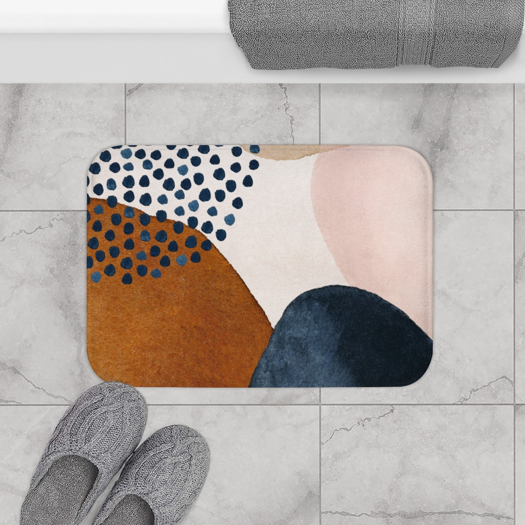 Navy Blush Pink, Rust Boho Bath Mat