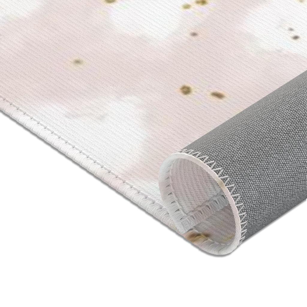 Boho Area Rug | Blush Pink White Gold