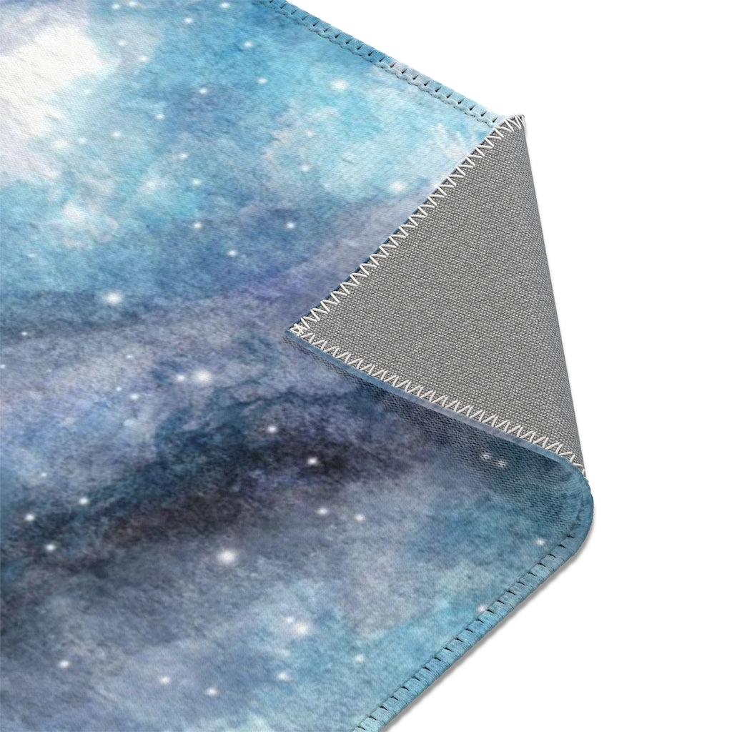 Abstract Area Rug | Blue Navy Celestial Sky