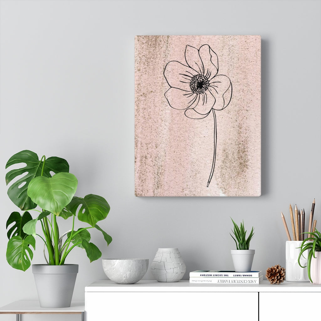 FLORAL WALL CANVAS ART | Pink Line Art