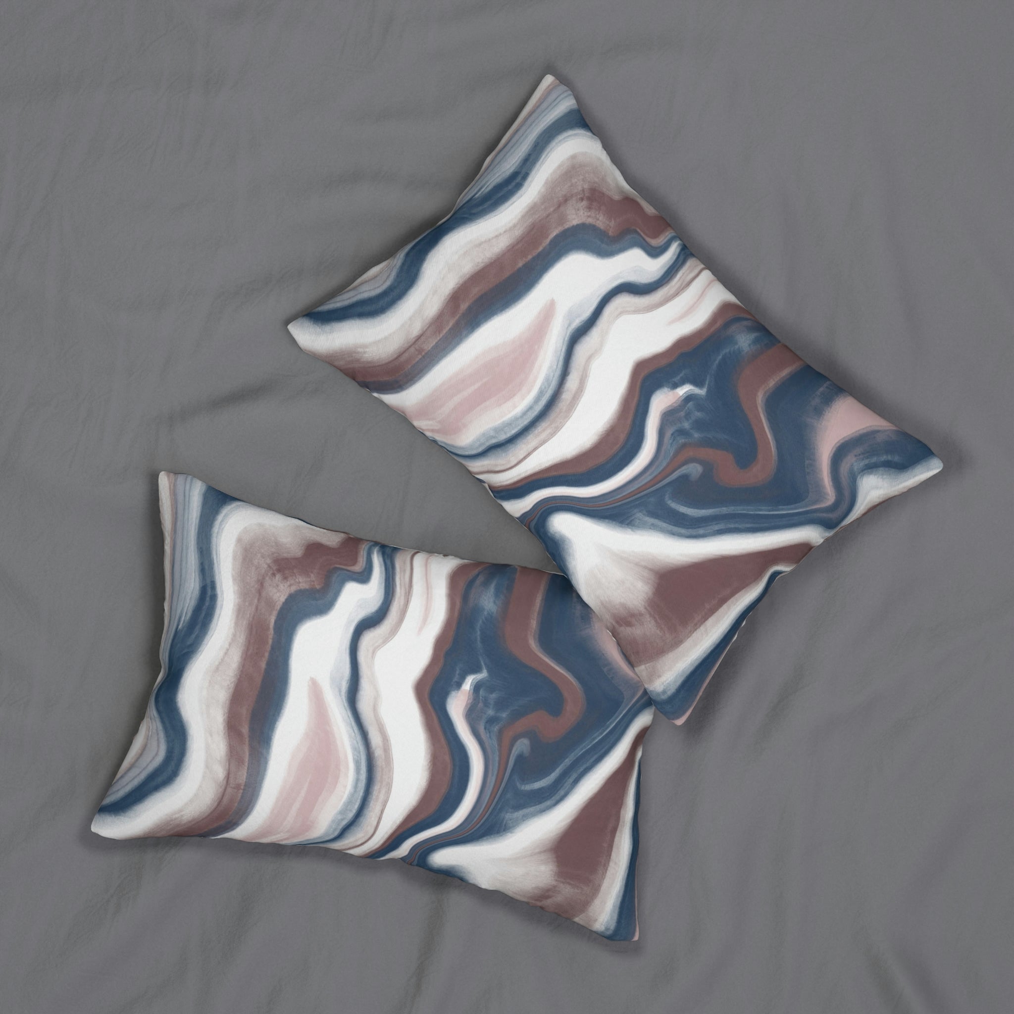 Marble Lumbar Pillow | Brown Navy Blue Ombre