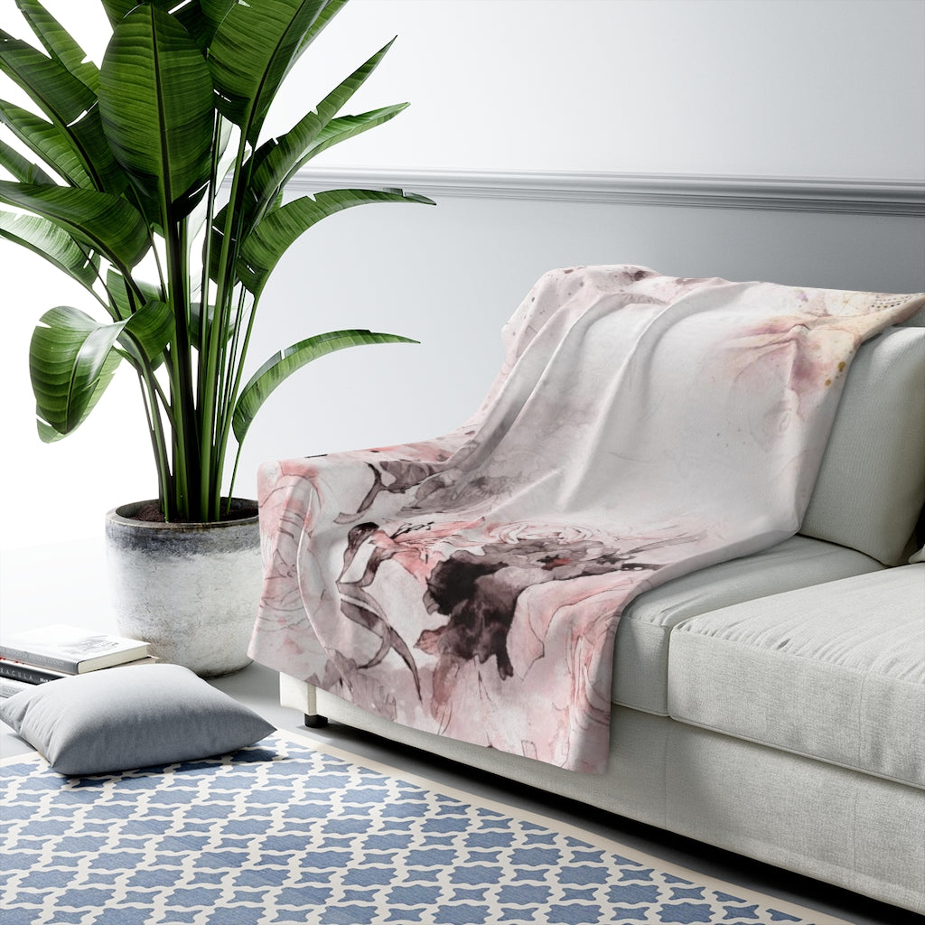 Floral Comfy Blanket | Pastel Pink Gold