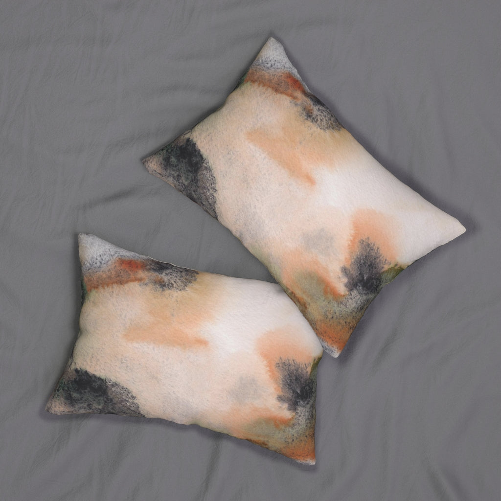 Abstract Boho Lumbar Pillow | Peach Orange Black