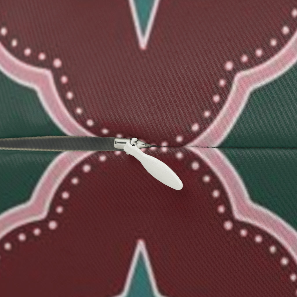Geometric Lumbar Pillow | Green Red Pink