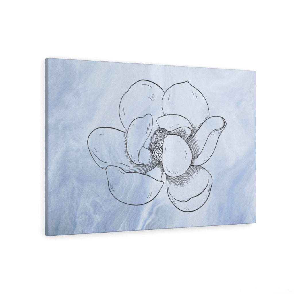 FLORAL CANVAS ART | Blue White Line Art Lotus