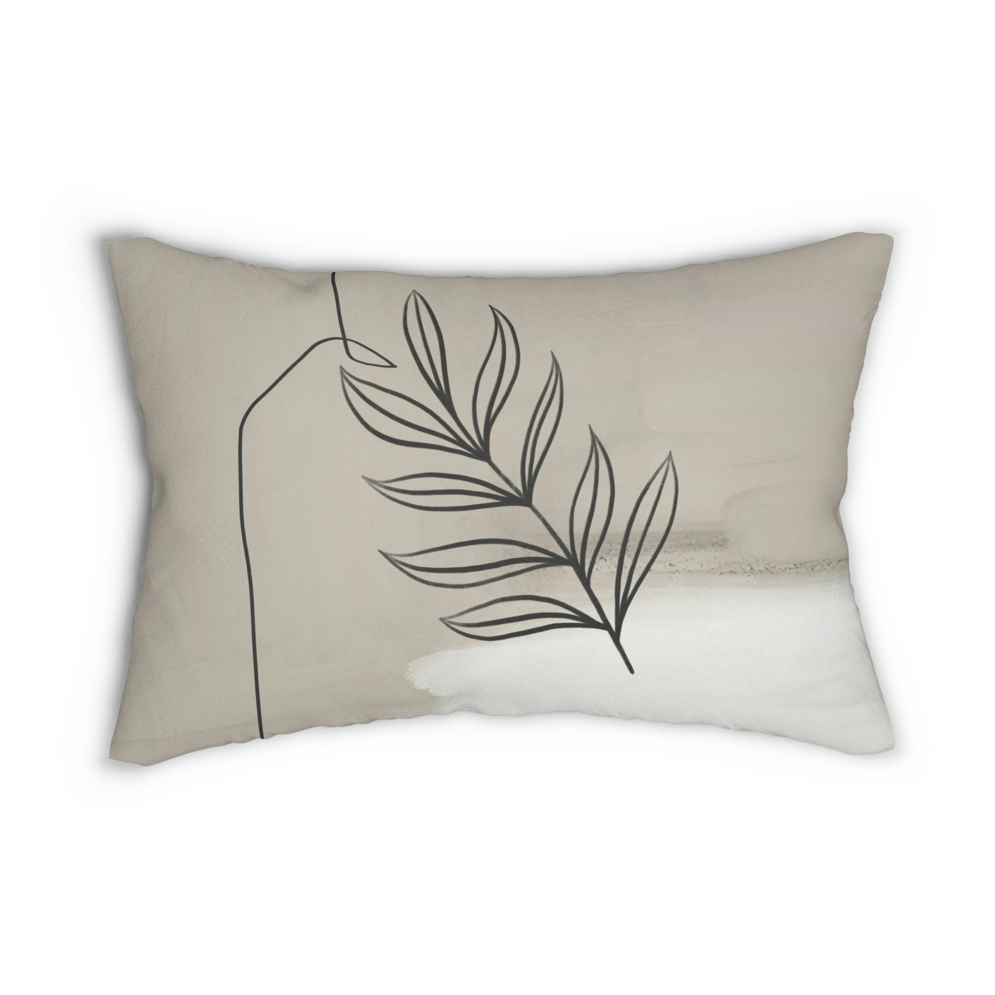 Boho Lumbar Pillow Earthy Beige Floral - Main Image