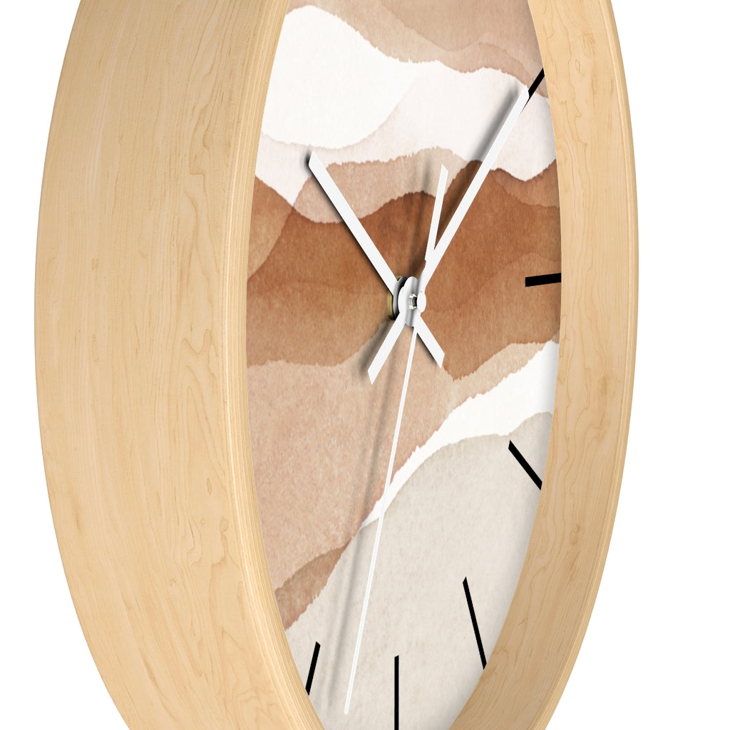 Wood, Wall Clock, Beige Brown 10"