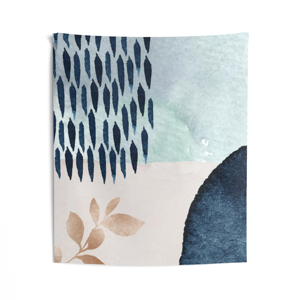 Floral Tapestry | Teal Beige Bronze Navy Blue