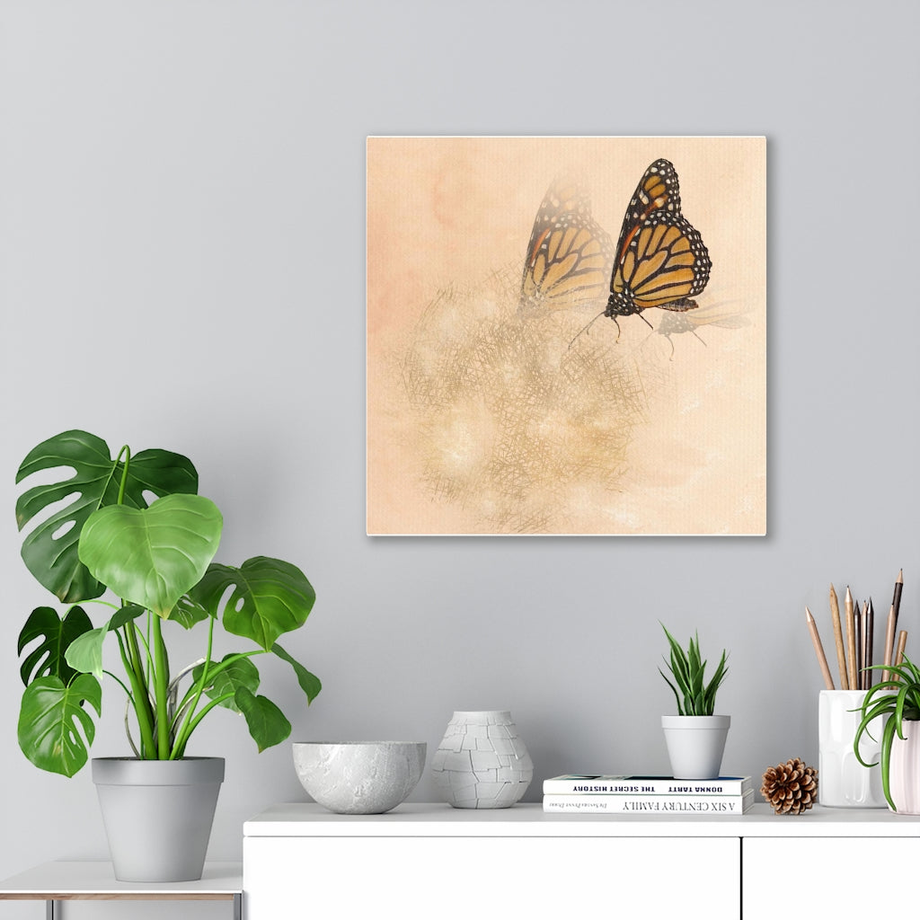 WHIMSICAL WALL CANVAS ART | Terracotta Gold Butterfly