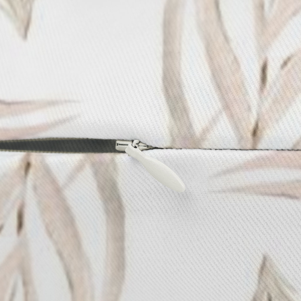 Floral Boho Lumbar Pillow | Beige White Tropical Leaves