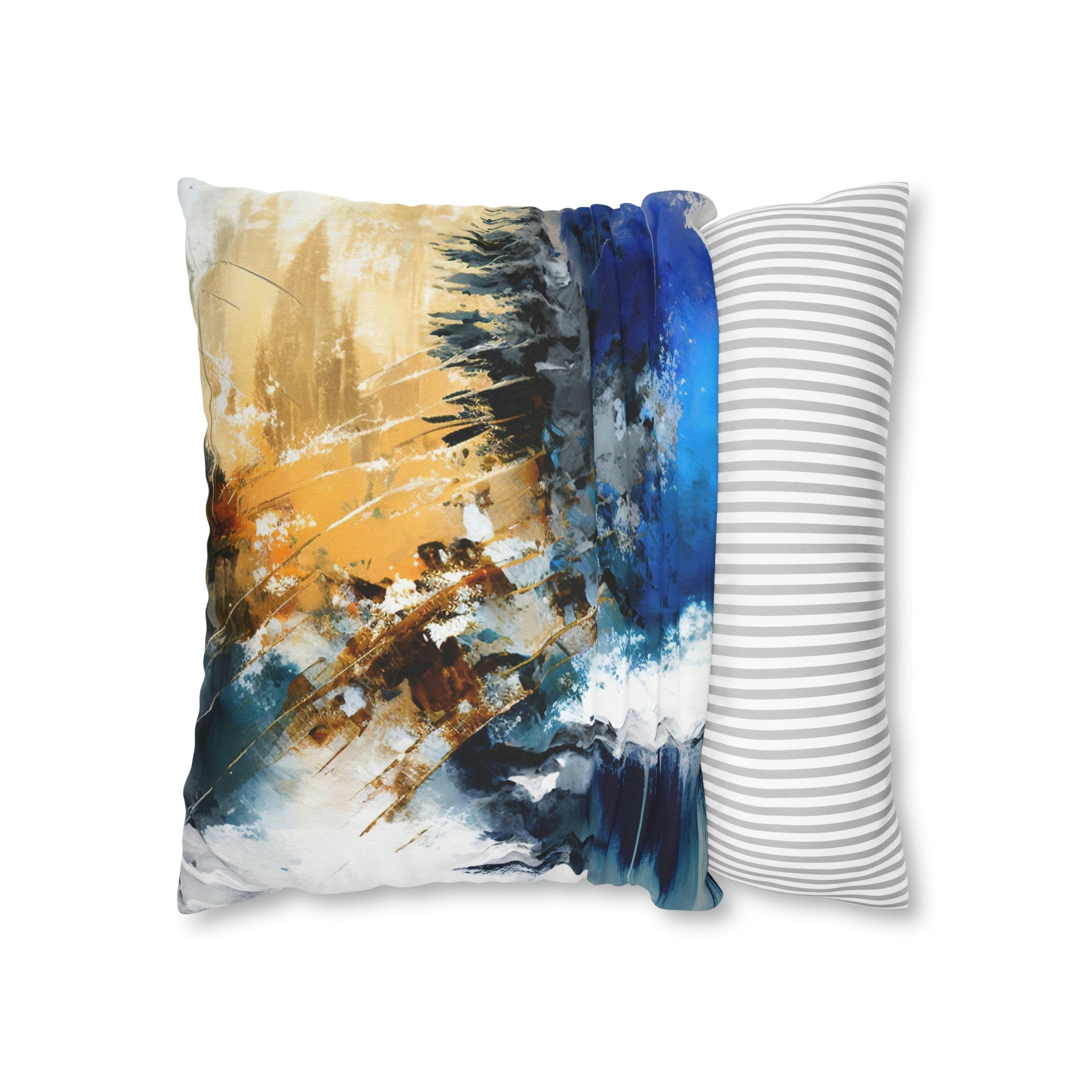 Abstract Pillow Cover | Beige Blue White
