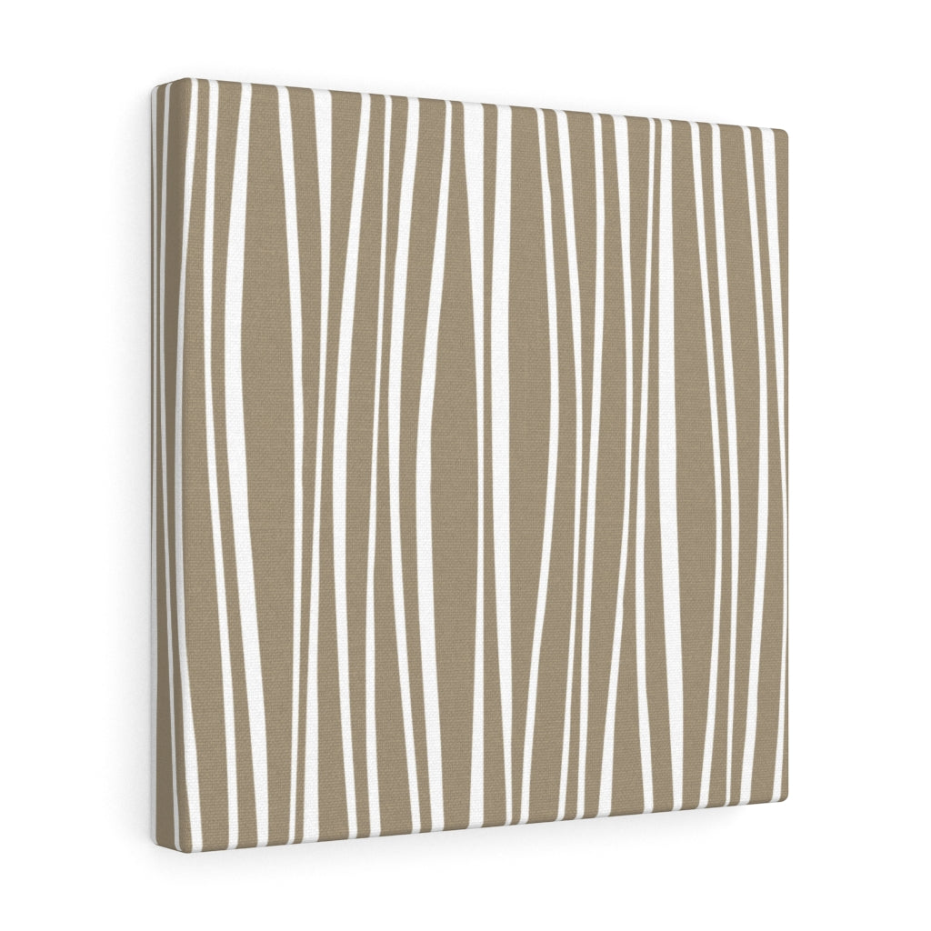 Abstract Canvas Art | Brown White Lines