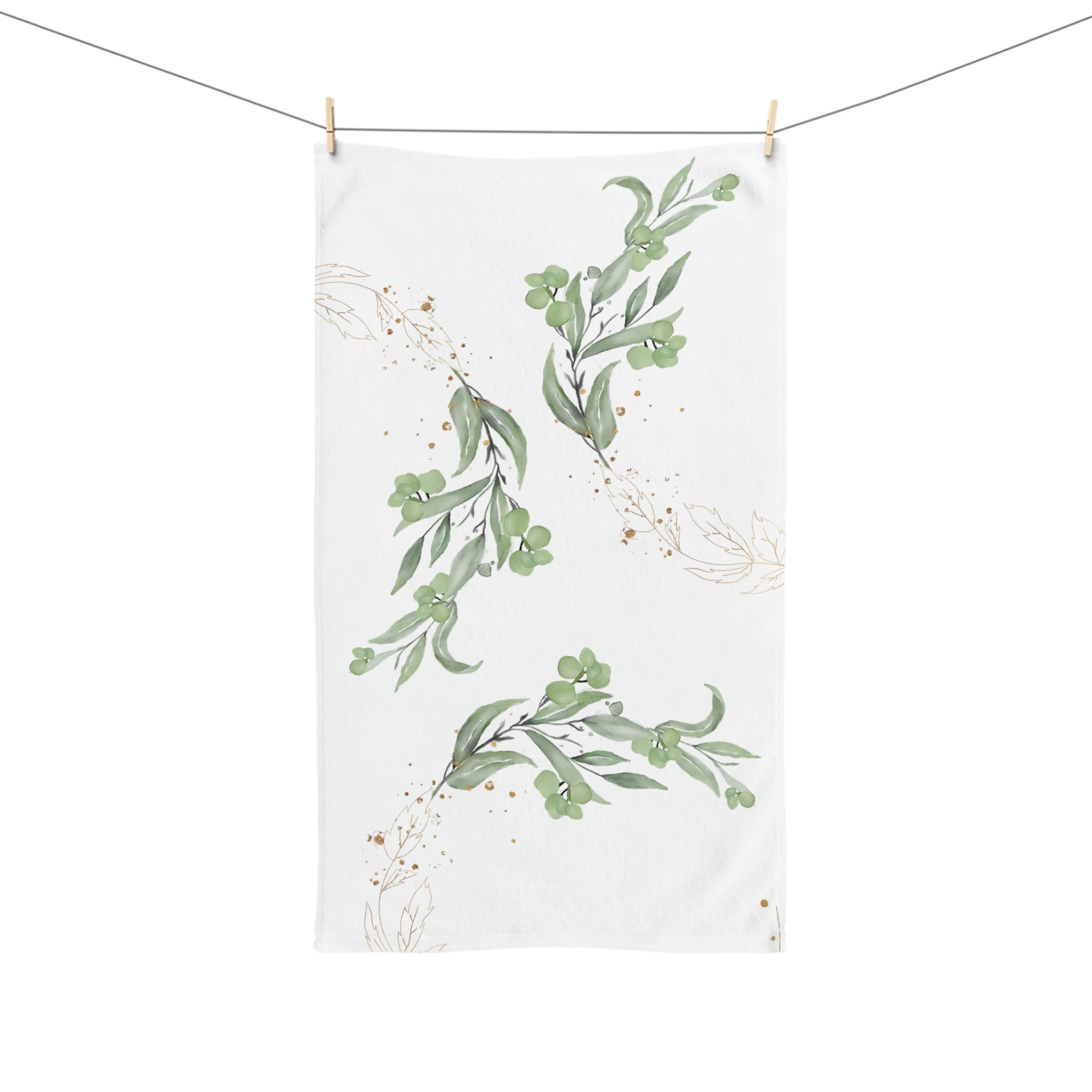 Floral Kitchen, Bath Hand Towel | Sage Green Beige