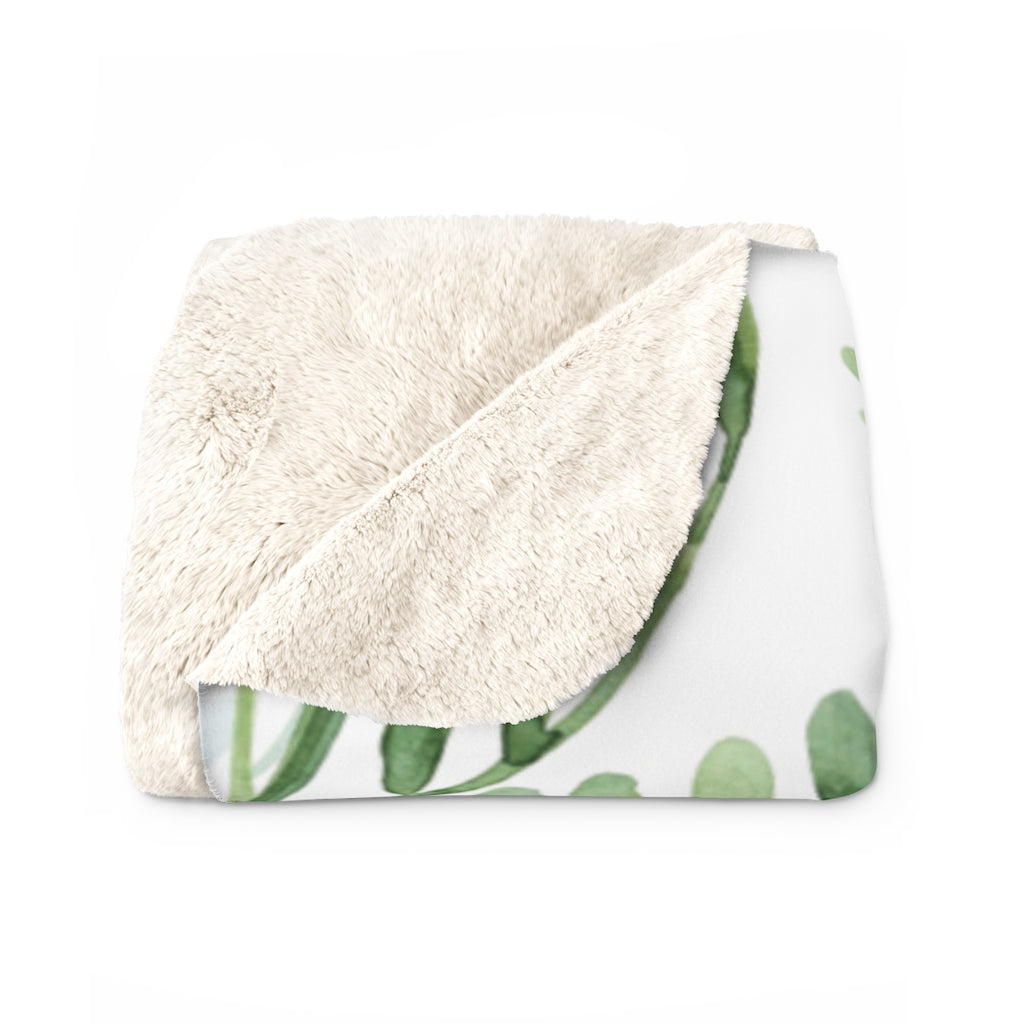 Soft Light Green Blue, Floral Blanket