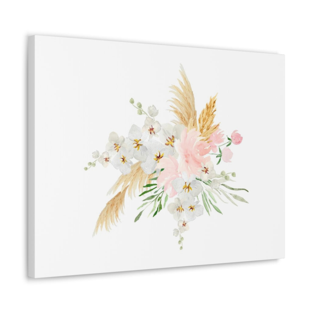 Floral Canvas Wall Art | White Tropical Floral