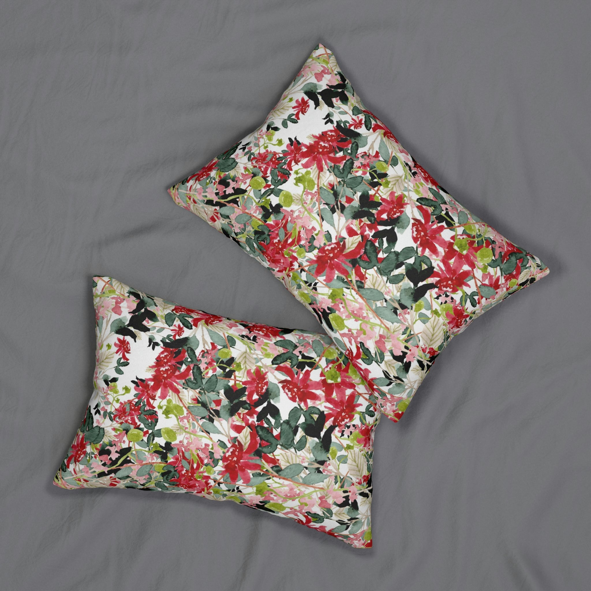 Floral Lumbar Pillow | Red Green