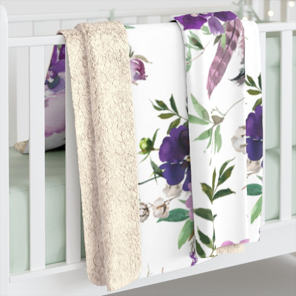 Boho Floral Lavender Purples, Roses Blanket