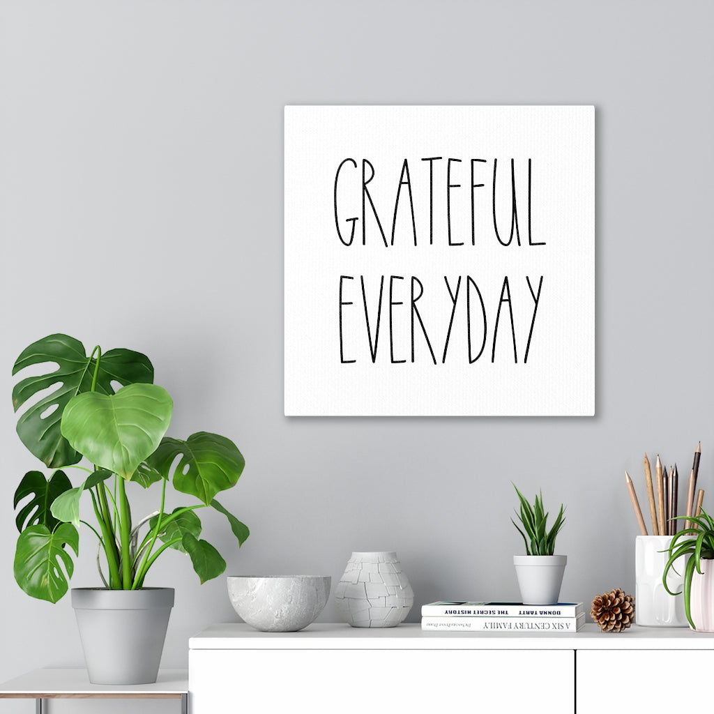 WITH SAYING WALL CANVAS ART | Black White | Grateful Everyday
