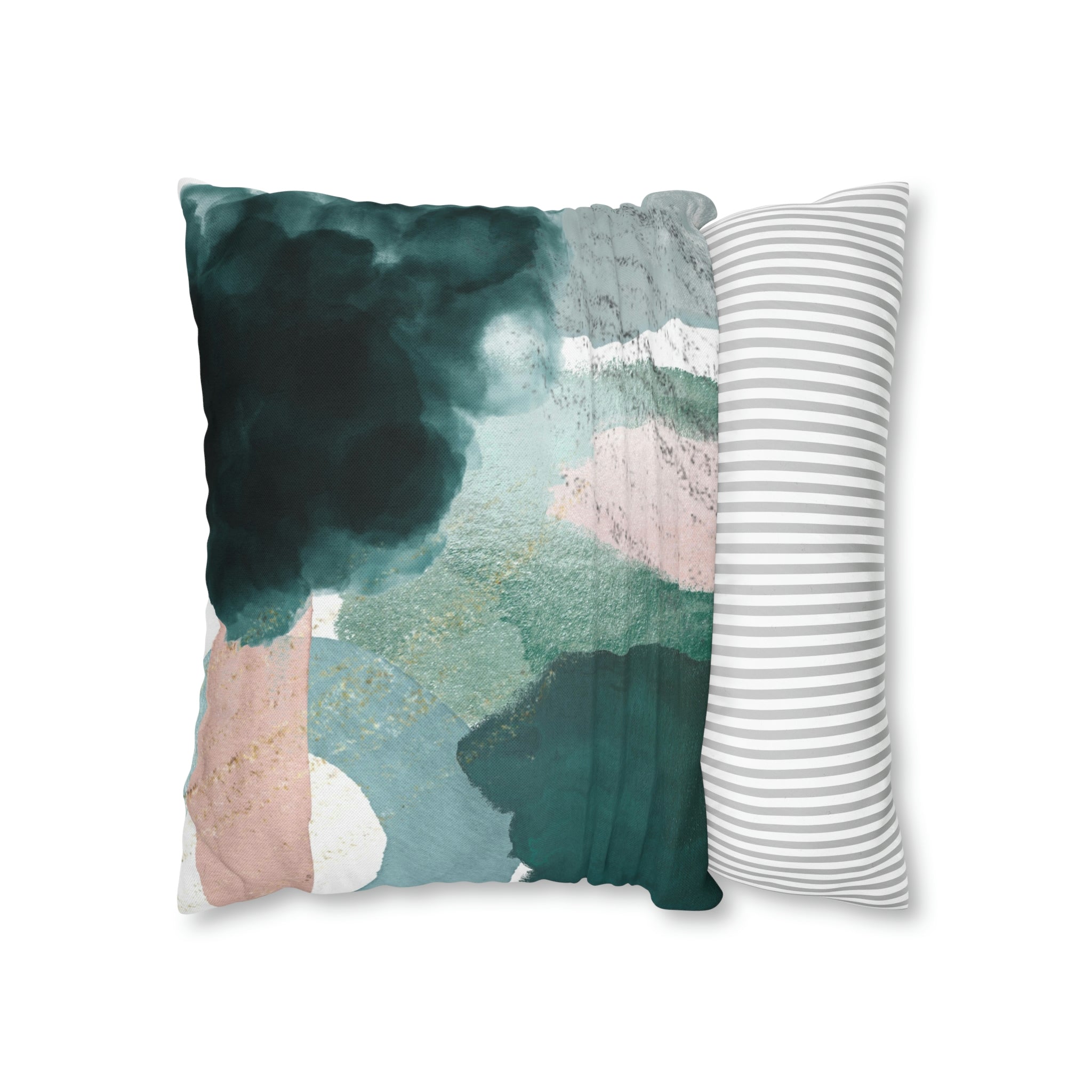 Abstract Boho Pillow Cover | Green Pink Cream