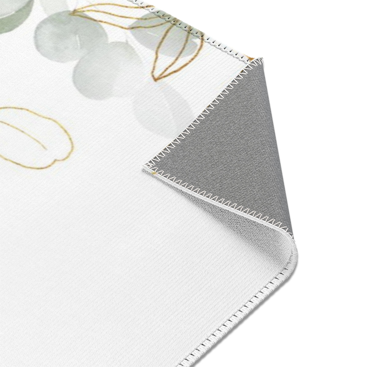 Floral Area Rug | White Green Eucalyptus Leaves