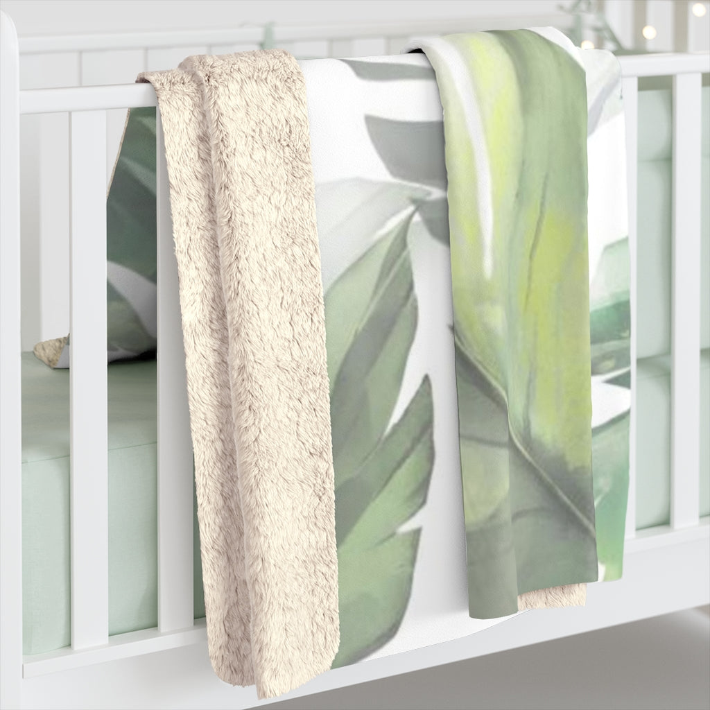Floral Comfy Blanket | Green Tropical Leaves