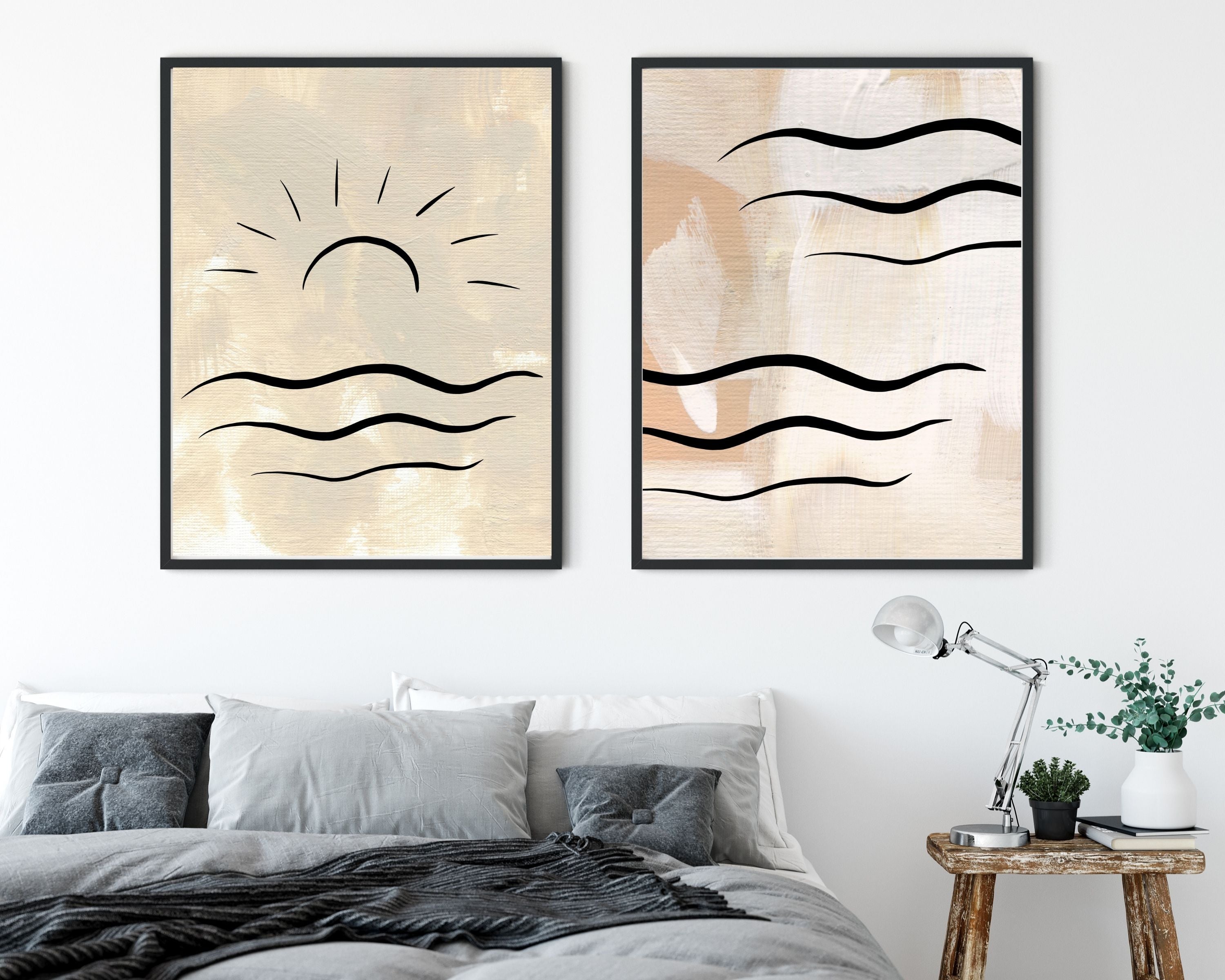 Abstract Terracotta Art Prints | Cream Beige Black