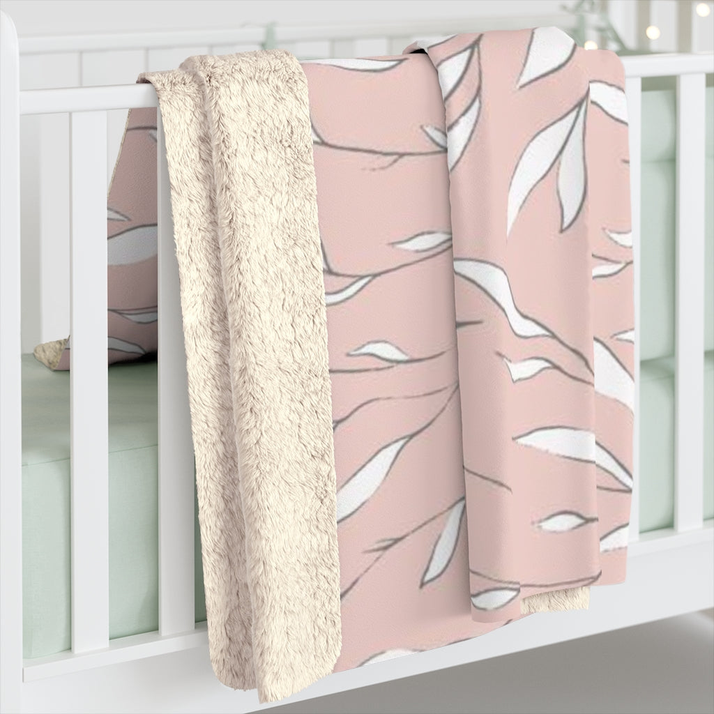 Floral Boho Comfy Blanket | Blush Pink White