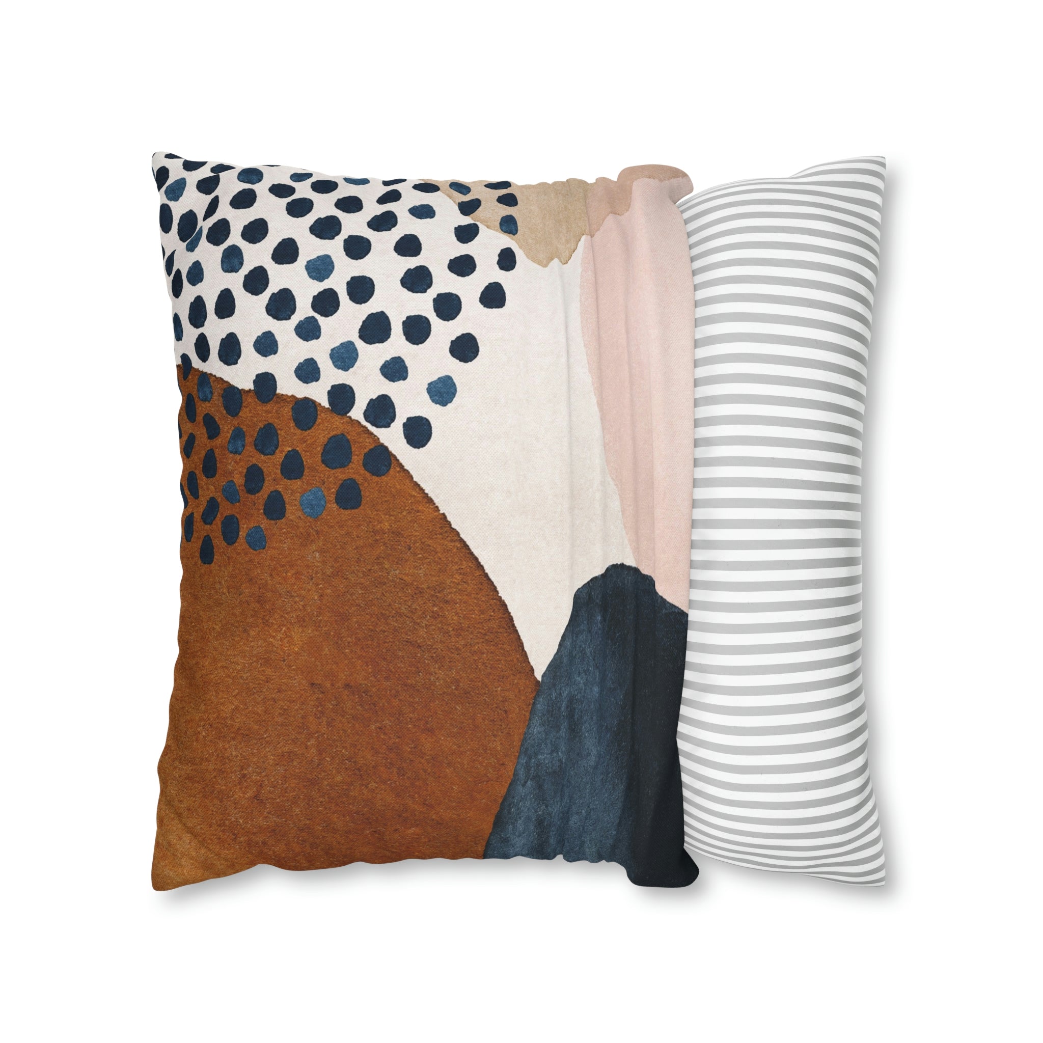Abstract Boho Pillow Cover | Navy Blue Rustic Pink Blush Cream Gold