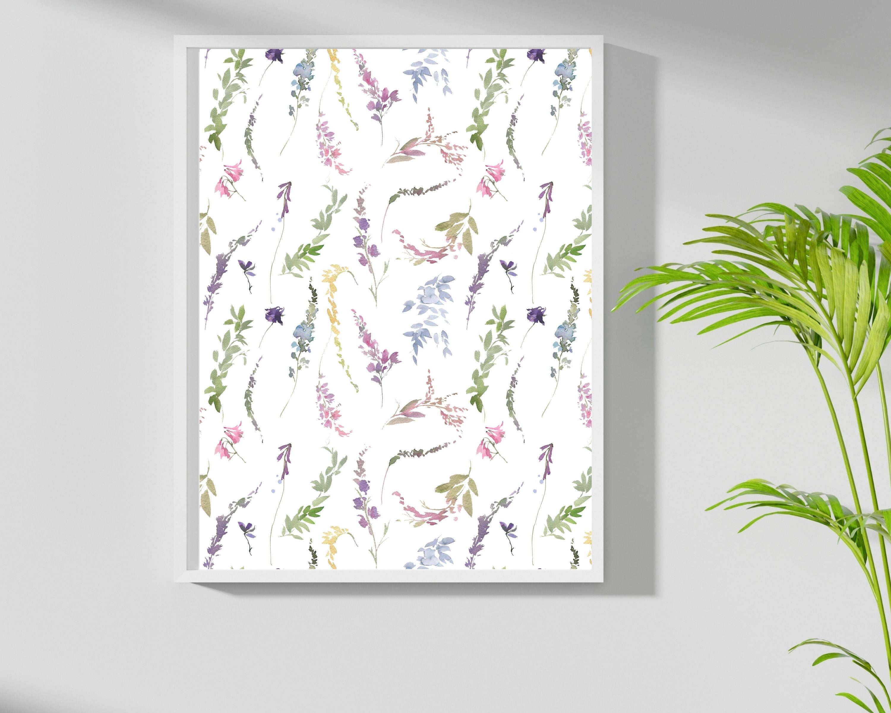Wild Flower Art Prints | Lavender Purple Dusty Blue Flowers