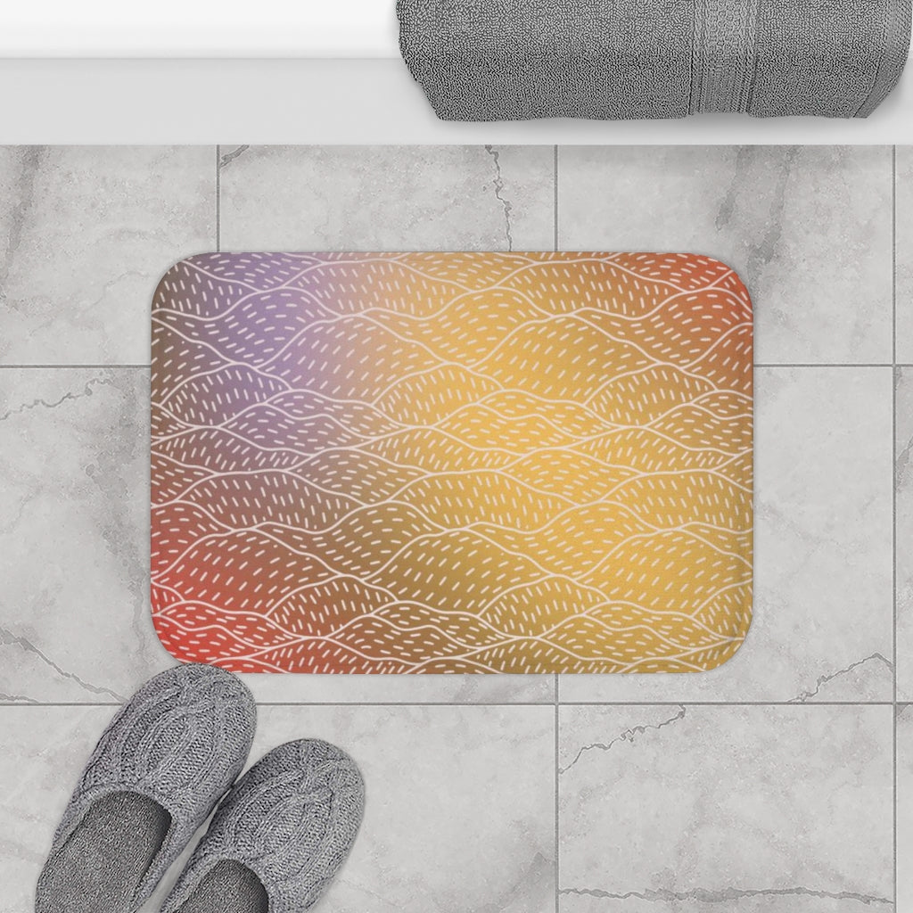 Abstract Bath Mat | Red Brown Yellow Hills