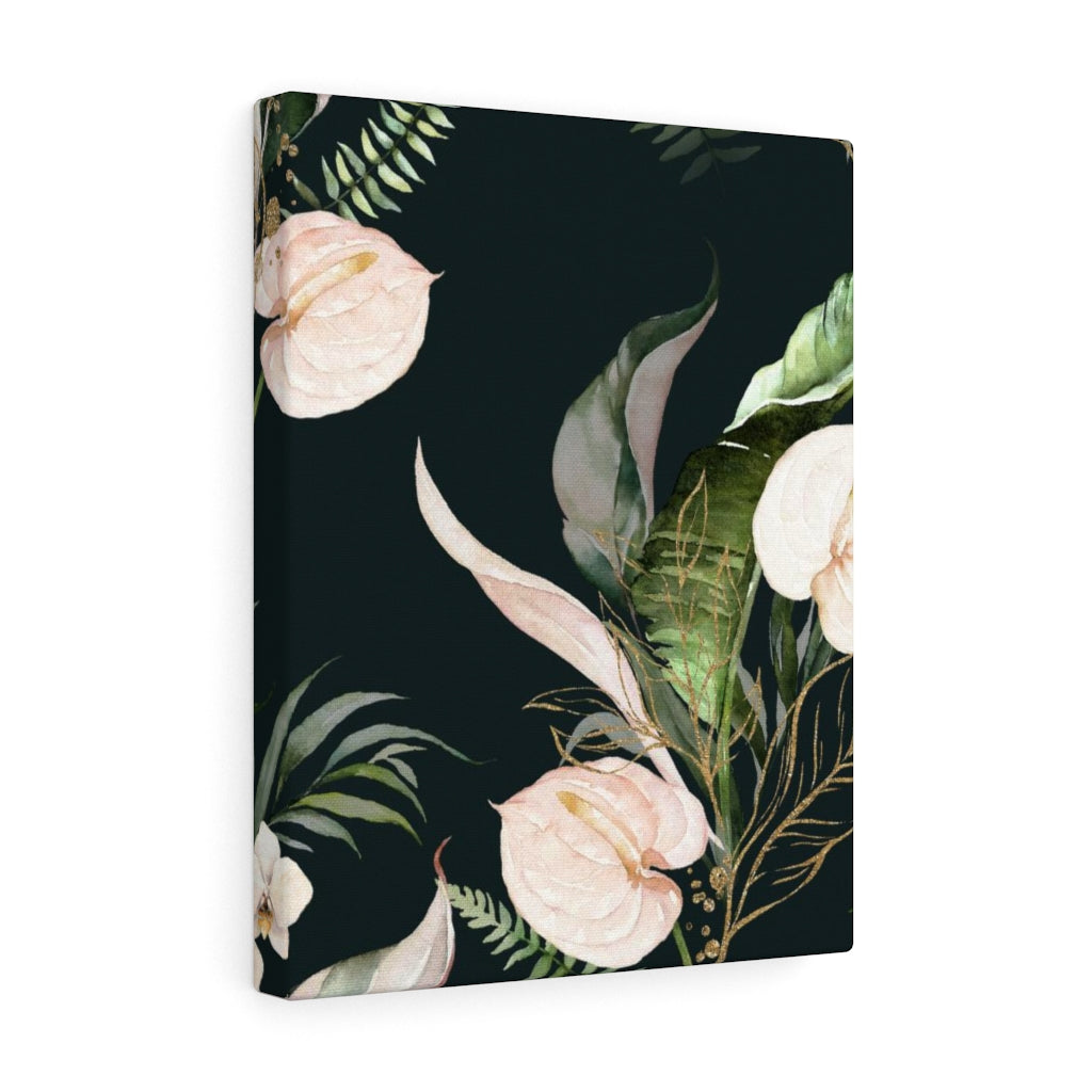 FLORAL WALL CANVAS ART | Black Green Beige