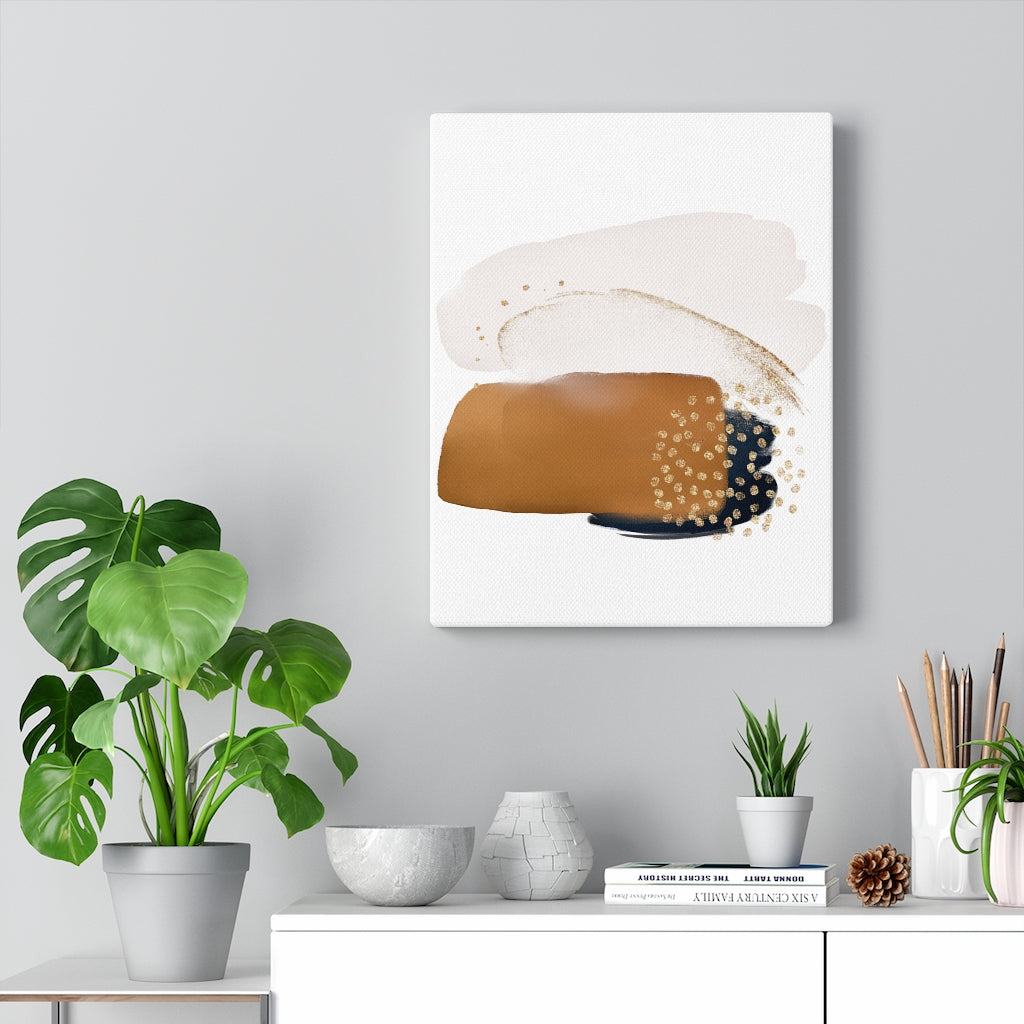 Abstract Canvas Art | Brown Navy Blue White