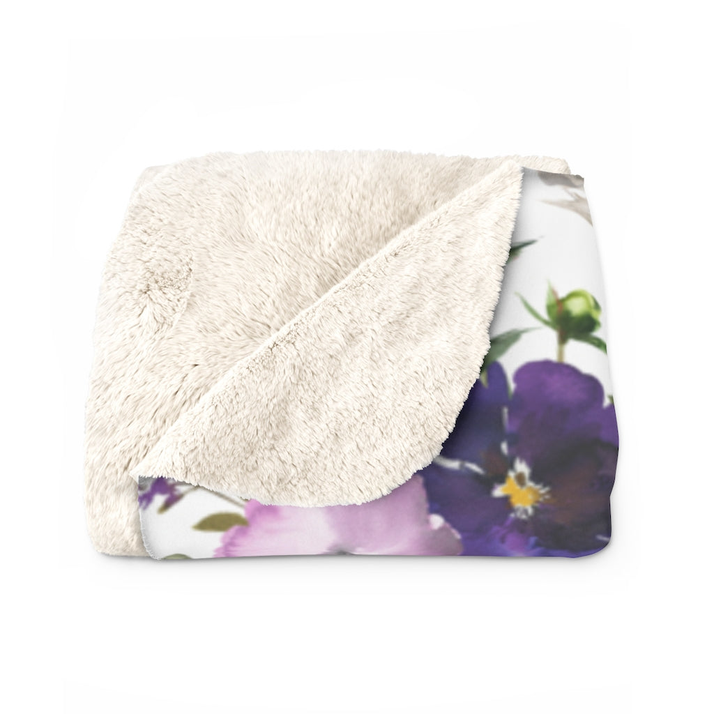 Boho Floral Lavender Purples, Roses Blanket
